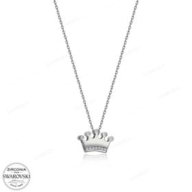 Swarovski Taşlı Taç 925 Ayar Gümüş Kolye