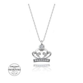 Swarovski Taşlı Tek Taş Taç 925 Ayar Gümüş Kolye