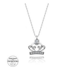 Swarovski Taşlı Tek Taş Taç 925 Ayar Gümüş Kolye