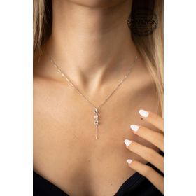Swarovski Taşlı Üç Taş Model Crystal Gümüş Kolye
