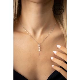 Swarovski Taşlı Üç Taş Model Crystal Gümüş Kolye