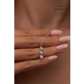 Swarovski Taşlı Üç Taş Model Zirconia Gümüş Kolye