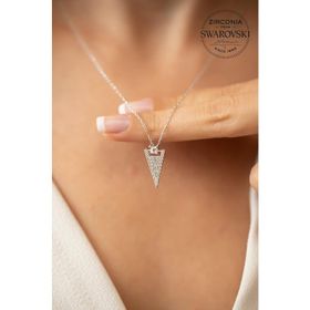 Swarovski Taşlı Üçgen Model Zirconia Gümüş Kolye