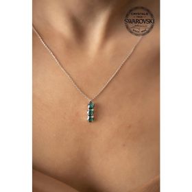 Swarovski Taşlı Üçtaş Model Crystal Gümüş Kolye