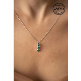 Swarovski Taşlı Üçtaş Model Crystal Gümüş Kolye