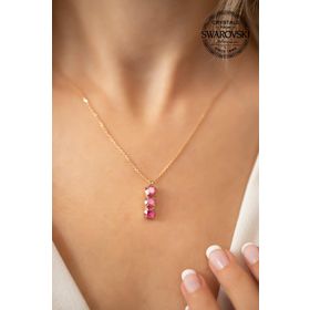 Swarovski Taşlı Üçtaş Model Rose Kaplama Crystal Gümüş Kolye