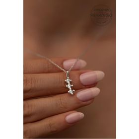 Swarovski Taşlı Üçtaş Model Zirconia Gümüş Kolye