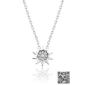 Swarovski Taşlı Yıldız Rodyum Kaplama 925 Ayar Gümüş Kolye