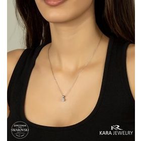 Swarovski Tek Taş 16 925 Ayar Gümüş Kolye
