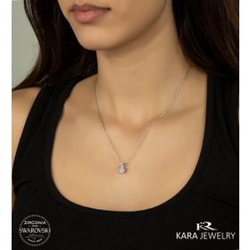 Swarovski Tek Taş 24 925 Ayar Gümüş Kolye
