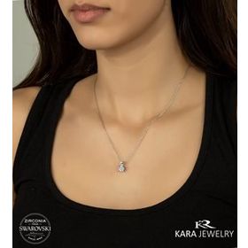 Swarovski Tek Taş 24 925 Ayar Gümüş Kolye