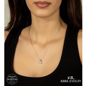 Swarovski Tek Taş 3 925 Ayar Gümüş Kolye
