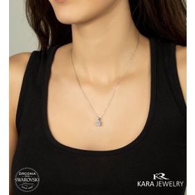 Swarovski Tek Taş 5 925 Ayar Gümüş Kolye
