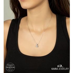 Swarovski Tek Taş 5 925 Ayar Gümüş Kolye