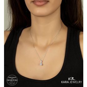 Swarovski Tek Taş 7 925 Ayar Gümüş Kolye