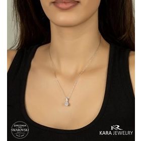 Swarovski Tek Taş 7 925 Ayar Gümüş Kolye