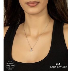 Swarovski Tek Taş 9 925 Ayar Gümüş Kolye