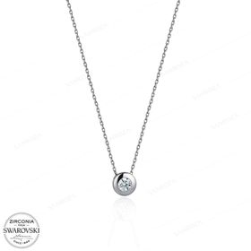 Swarovski Tek Taş 925 Ayar Gümüş Kolye
