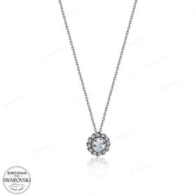 Swarovski Tek Taş 925 Ayar Gümüş Kolye