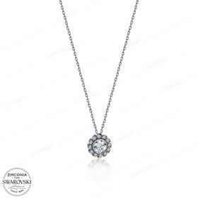 Swarovski Tek Taş 925 Ayar Gümüş Kolye