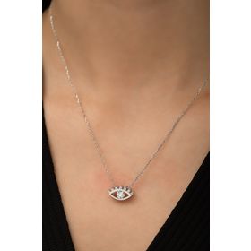 Swarovski Tektaş Rodyum Kaplama 925 Ayar Gümüş Kolye