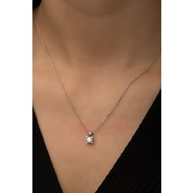 Swarovski Tektaş Rodyum Kaplama 925 Ayar Gümüş Kolye