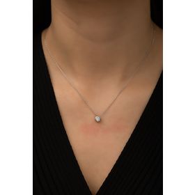 Swarovski Tektaş Rodyum Kaplama 925 Ayar Gümüş Kolye