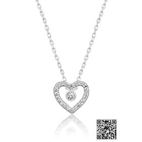 Swarovski Tektaşlı Kalp Rodyum Kaplama 925 Ayar Gümüş Kolye