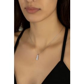 Swarovski Üç Taşli Süzme 925 Ayar Gümüş Kolye