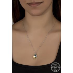 Swarovski Union Crystal Kadın 22 mm Top Zincirli Damla Gümüş Kolye