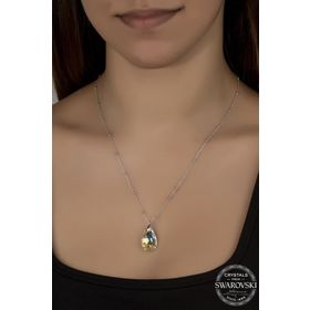 Swarovski Union Crystal Kadın 22 mm Top Zincirli Damla Gümüş Kolye