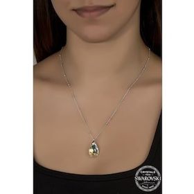 Swarovski Union Crystal Kadın 22 mm Top Zincirli Damla Gümüş Kolye