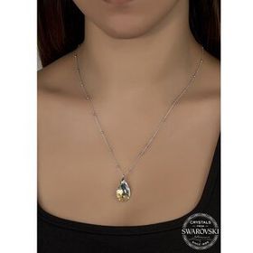 Swarovski Union Crystal Kadın 22 mm Top Zincirli Damla Gümüş Kolye
