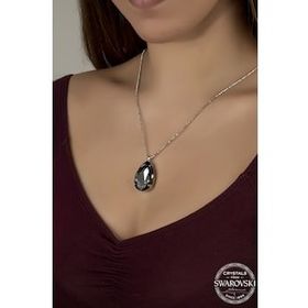 Swarovski Union Crystal Kadın Black Diamond Damla Gümüş Kolye