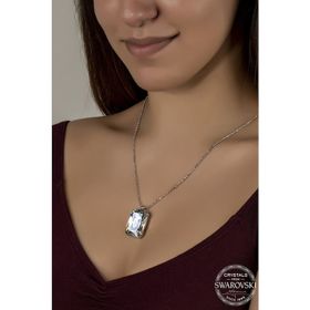 Swarovski Union Crystal Kadın Büyük Parlak Octagan Gümüş Kolye