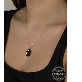 Swarovski Union Crystal Kadın Green Oval Zirconia Gümüş Kolye