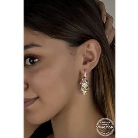 Swarovski Union Crystal Kadın Kalp Salkım Gümüş Kolye