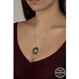 Swarovski Union Crystal Kadın Oval Jean Paul Gaultter Tasarım Gümüş Kolye