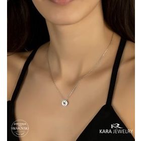 Swarovski Vav Temalı 925 Ayar Gümüş Kolye