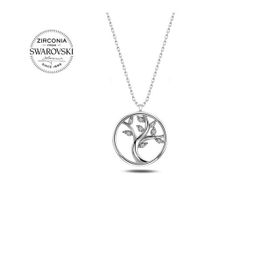 Swarovski Zirconia Taşlı Ağaç 925 Ayar Gümüş Kolye