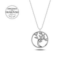 Swarovski Zirconia Taşlı Ağaç 925 Ayar Gümüş Kolye