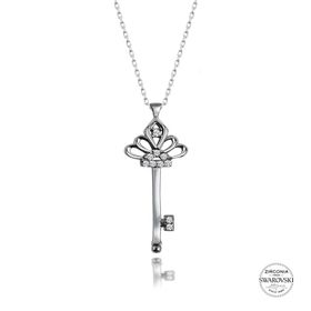 Swarovski Zirconia Taşlı Anahtar 925 Ayar Gümüş Kolye