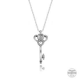 Swarovski Zirconia Taşlı Anahtar 925 Ayar Gümüş Kolye