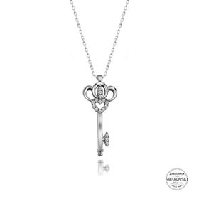 Swarovski Zirconia Taşlı Anahtar 925 Ayar Gümüş Kolye