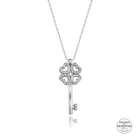 Swarovski Zirconia Taşlı Anahtar 925 Ayar Gümüş Kolye