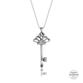 Swarovski Zirconia Taşlı Anahtar 925 Ayar Gümüş Kolye
