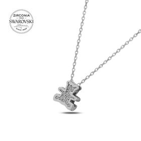 Swarovski Zirconia Taşlı Ayıcık 925 Ayar Gümüş Kolye