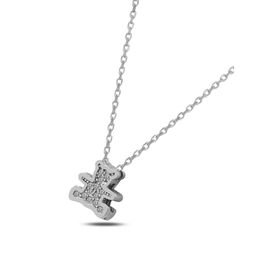 Swarovski Zirconia Taşlı Ayıcık 925 Ayar Gümüş Kolye
