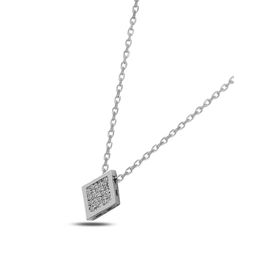 Swarovski Zirconia Taşlı Baklava Şekli 925 Ayar Gümüş Kolye
