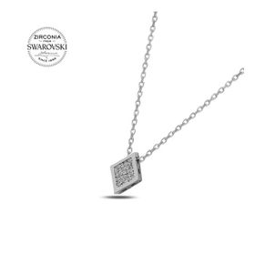 Swarovski Zirconia Taşlı Baklava Şekli 925 Ayar Gümüş Kolye